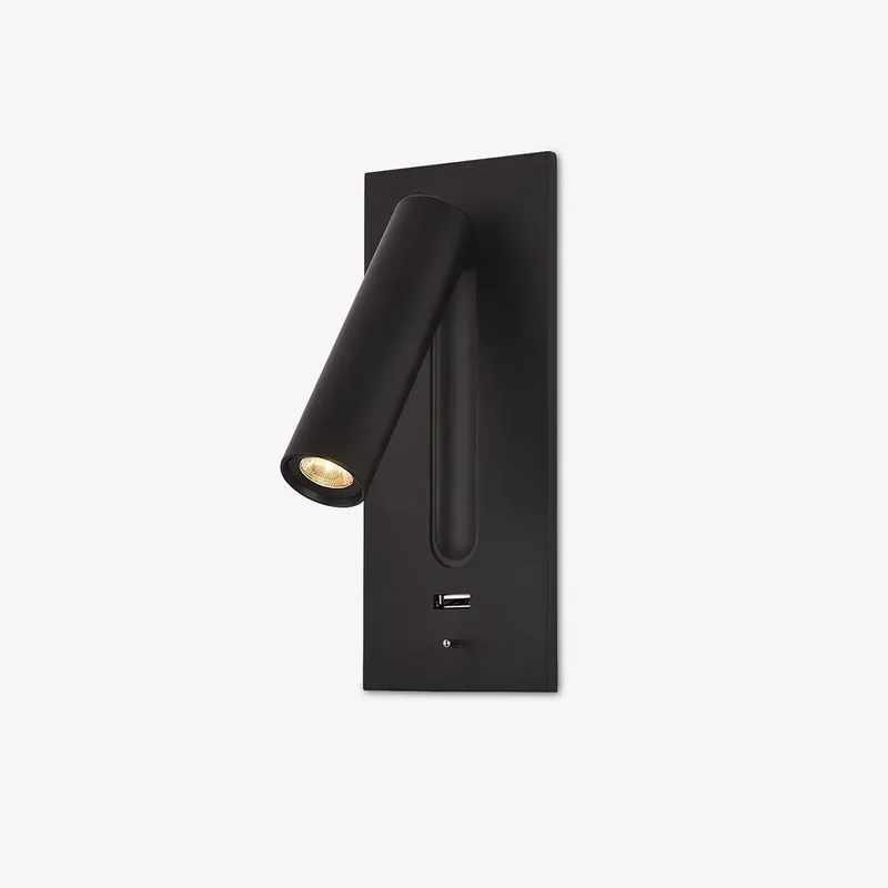 Aare Modern Minimalistisch Nachttisch USB Schwarz Wandbeleuchtung