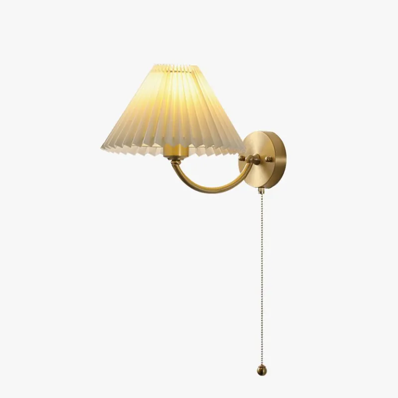 Abbotswell Eleganz Plissee Messing Stoff Wandlampe