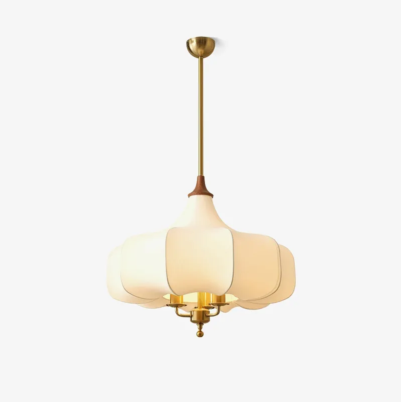 Fioren Stoff Holz Pendelleuchte