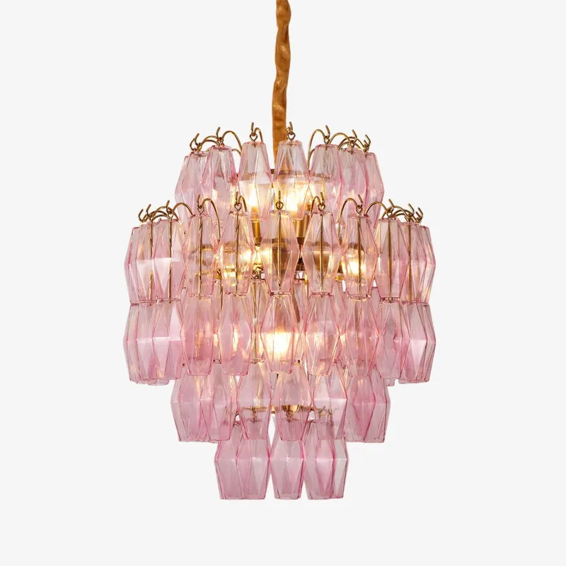 Aurora Kronleuchter Rosa Murano Glas Überlagert Glamour