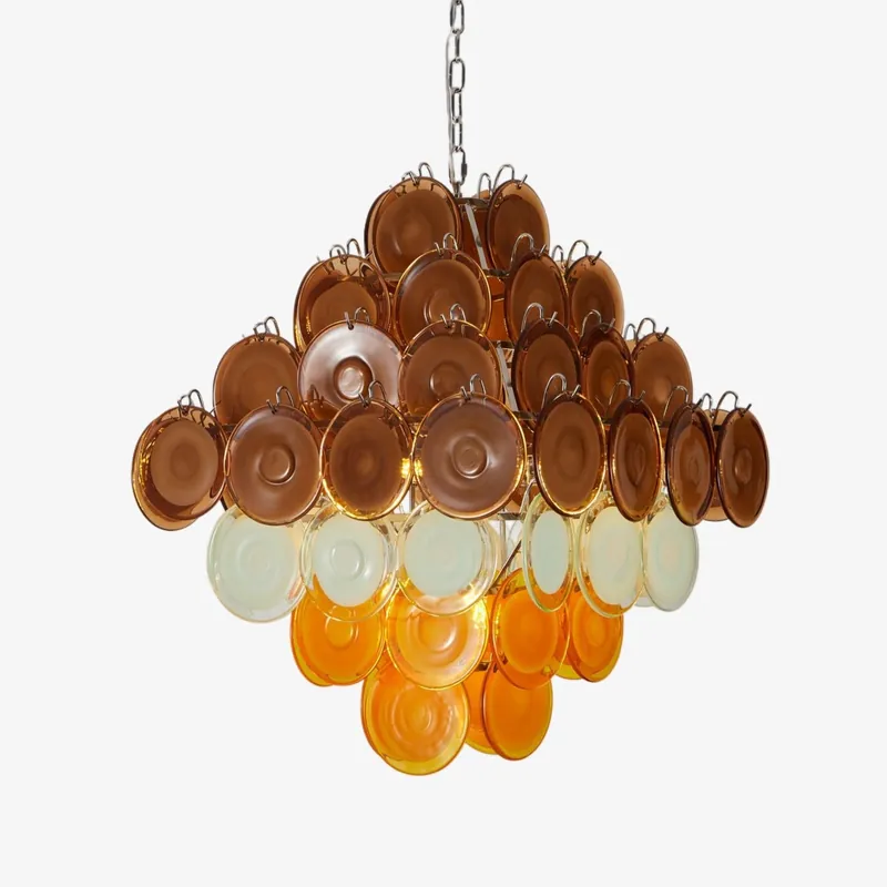 Aurora Retro Kronleuchter aus Glas Disc Mehrfarbig Vintage