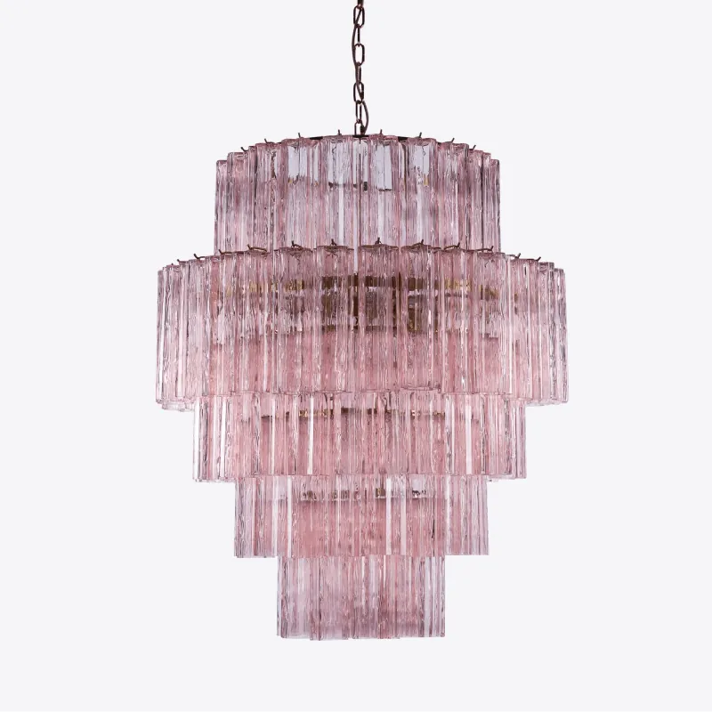 Aurora Lüster Rosa Prisma Überlagert Elegant Glas