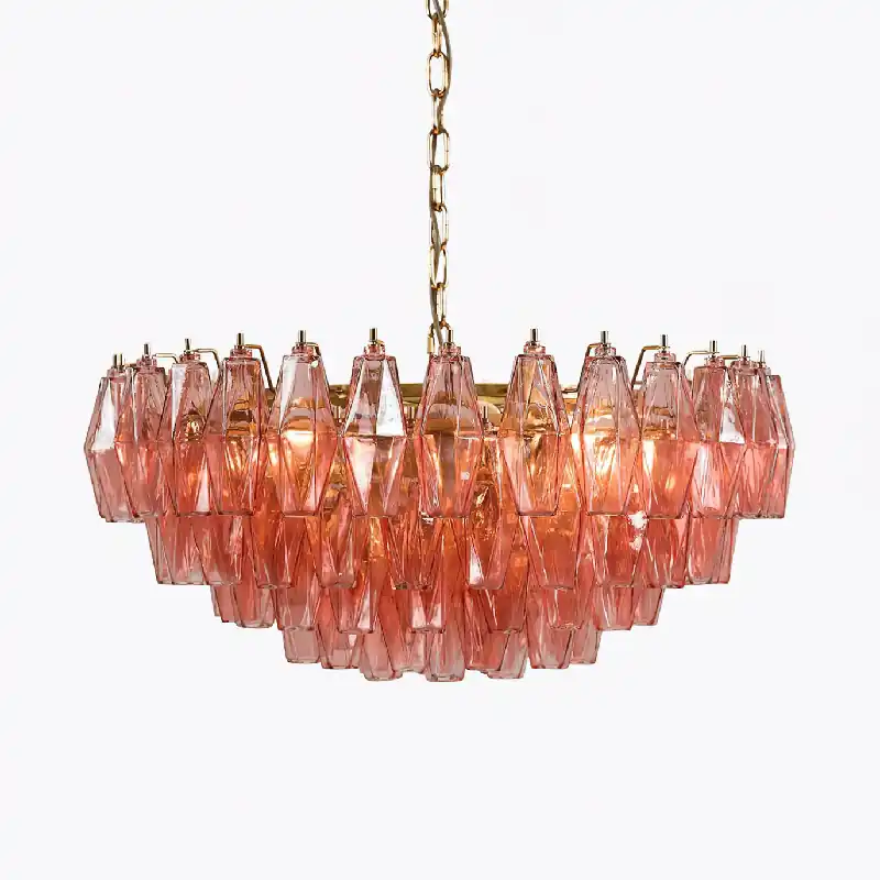 Aurora Lüster Rosa Polygon Etagen Modern Künstlerisch Glas
