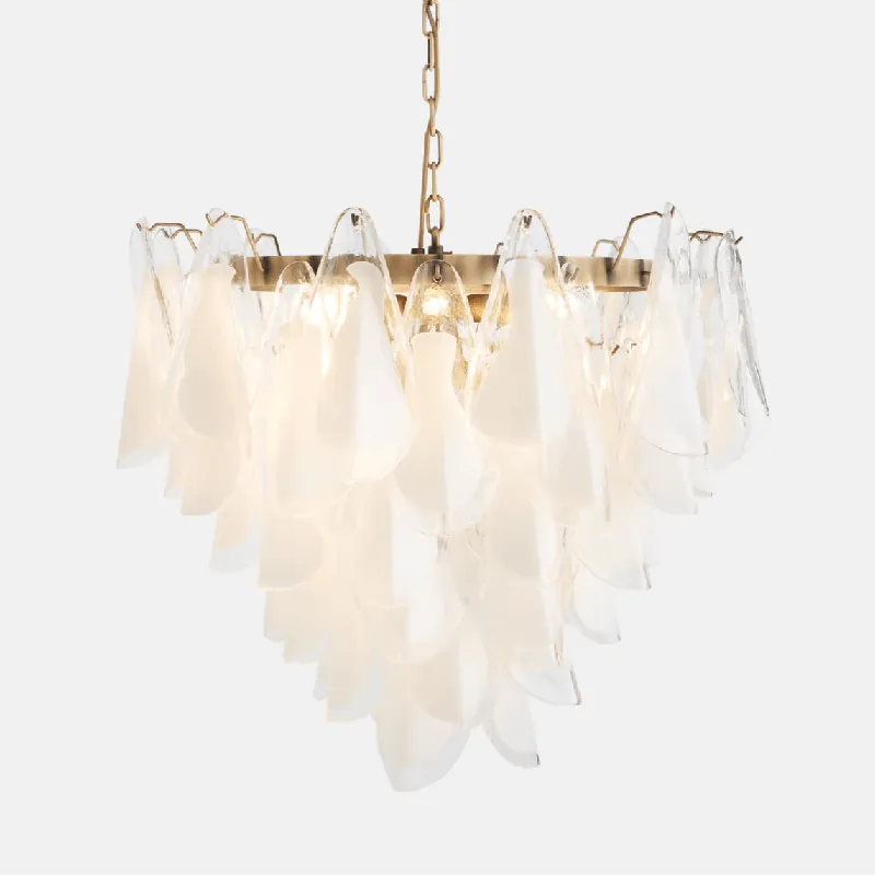 Aurora Lüster Weiß Blatt Glas Überlagerung Modern