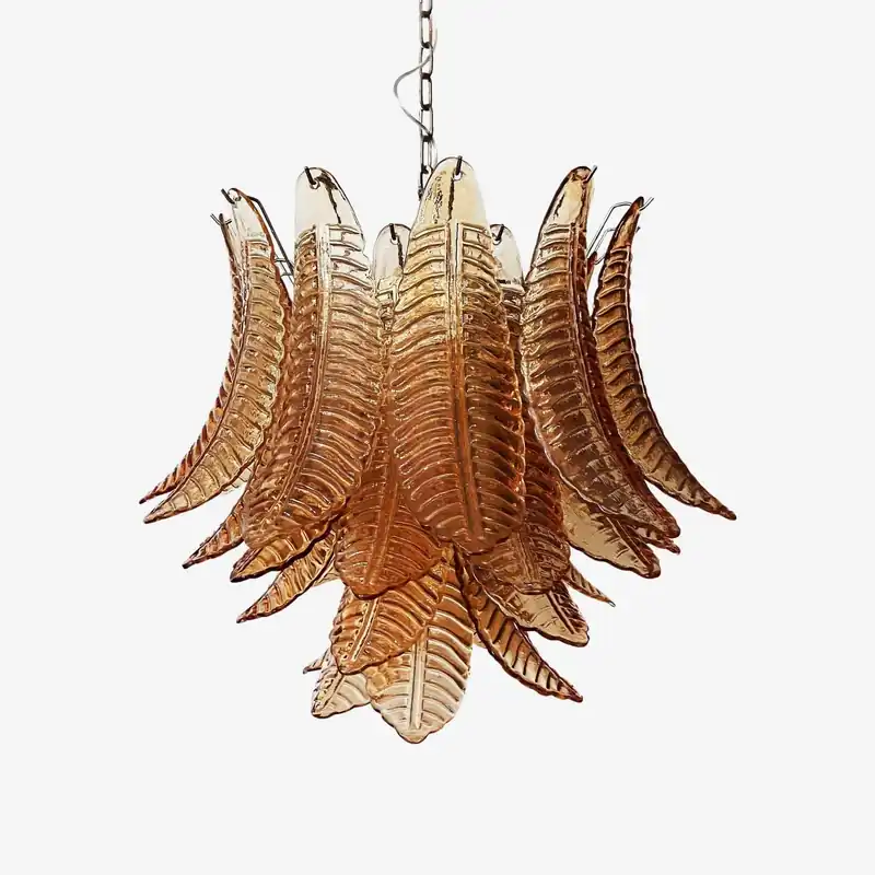 Aurora Lüster Bernstein Blatt Glas Überlagerung Venezianisch Eleganz