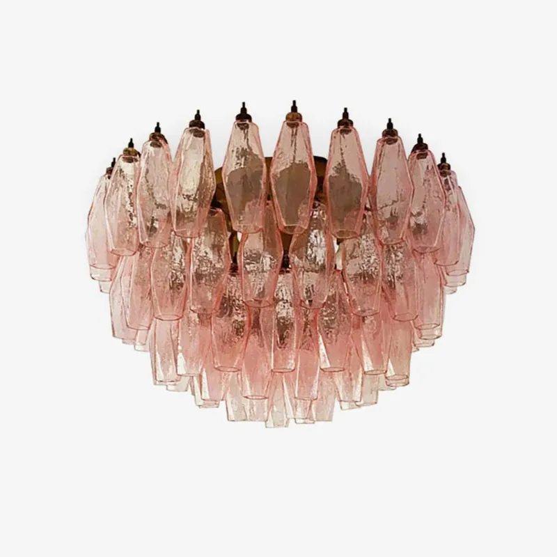 Aurora Deckenleuchte Rosa Rhombus Glas Überlagerung Vintage Eleganz