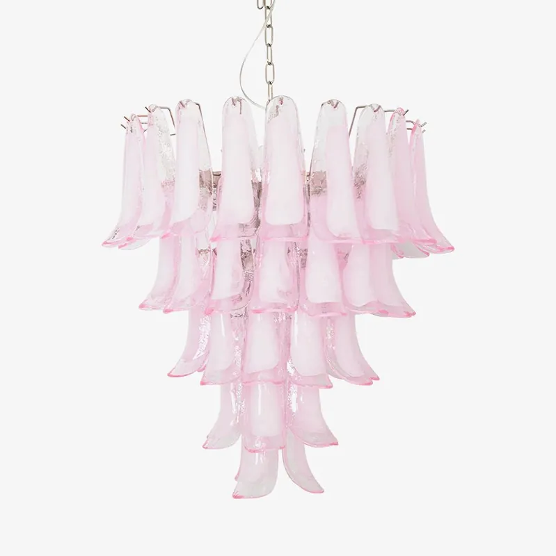Aurora Kronleuchter Blüten aus Murano Glas Rosa Cascade
