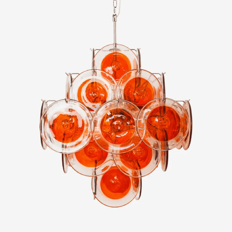 Aurora Kronleuchter aus Murano-Glas Überlagerter Orange