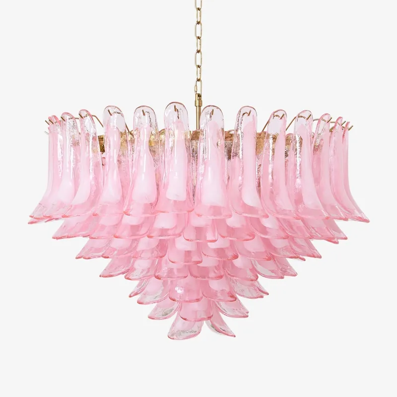 Aurora Eleganter Kronleuchter aus Zartrosa Glas