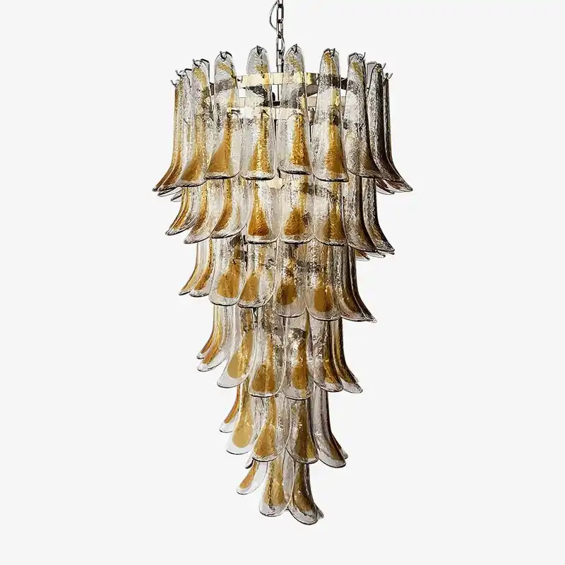 Aurora Blüten-Kronleuchter aus goldenem Murano-Glas