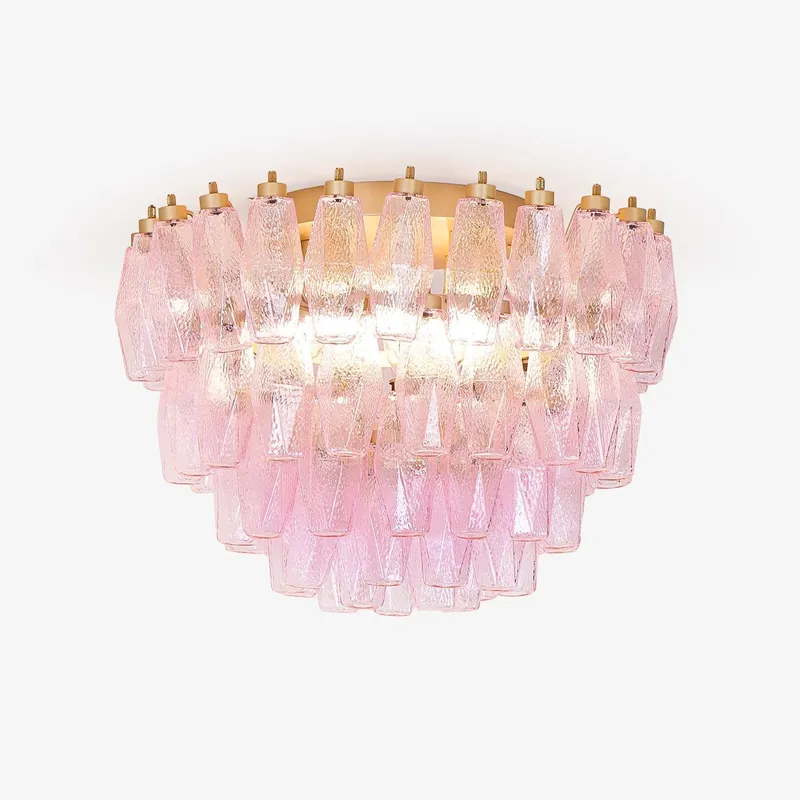 Aurora Deckenlampe aus rosa Murano-Glas Poliedri