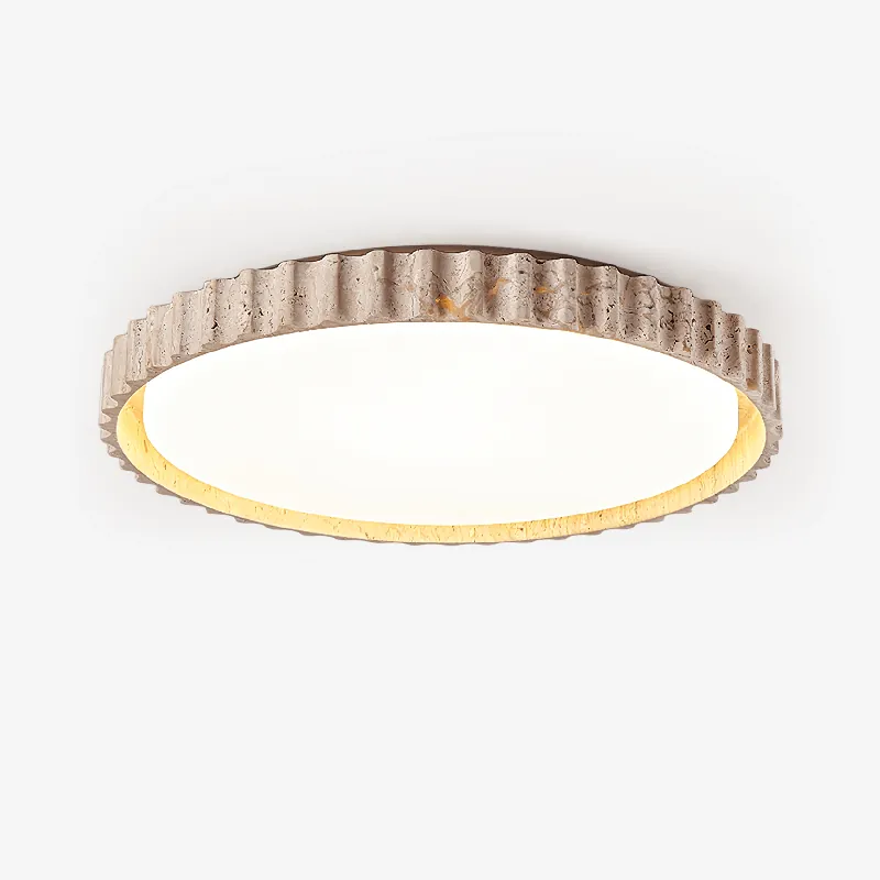 Ornorus Deckenleuchte Ring Geriffelt aus Travertin