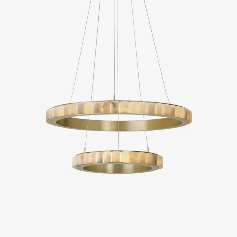 Orion doppelter Ring-Kronleuchter aus Alabaster