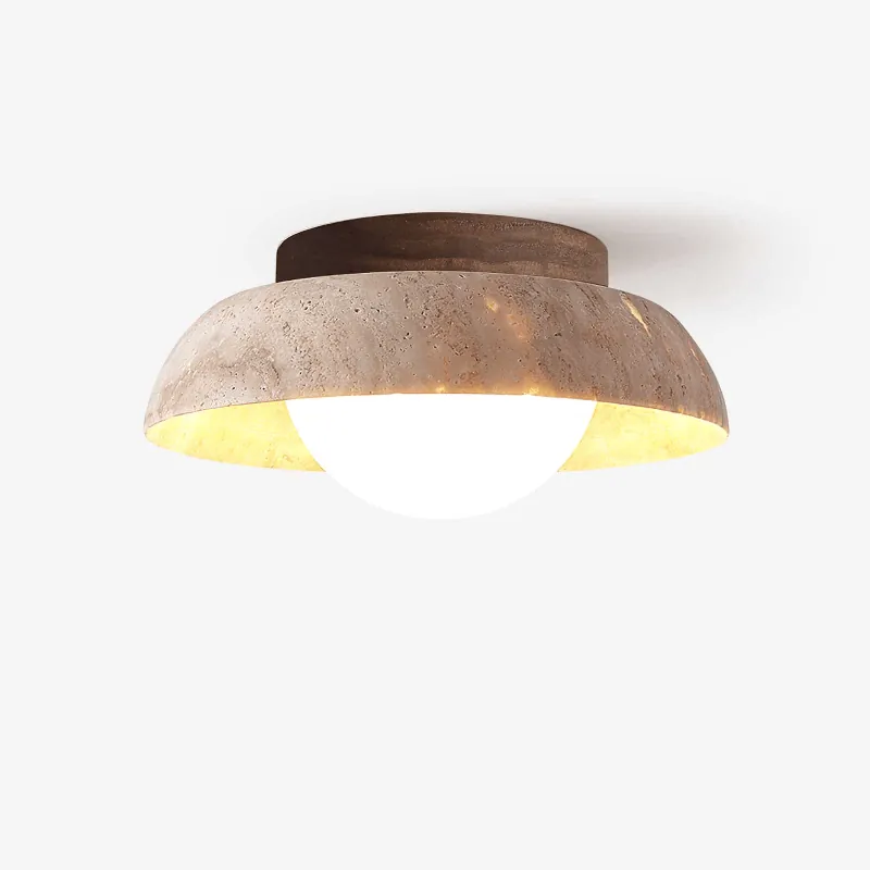 Ashaionis Deckenlampe Disc-Dome aus Travertin