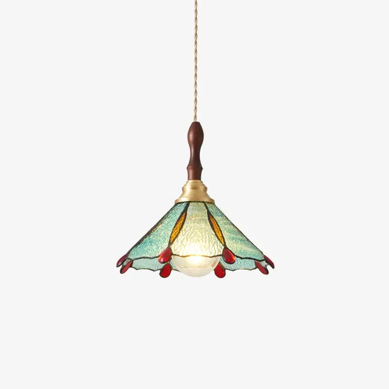 Floraner Pendelleuchte aus Messing und Glas