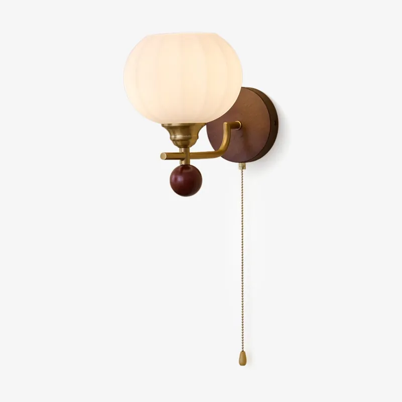 Bobble Premium Wandlampe aus Glas und Holz