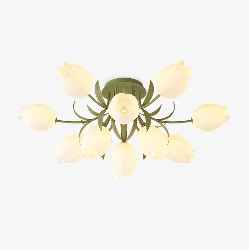 Lustra Deckenleuchte mit Lilie-Blüte und grünem Sockel