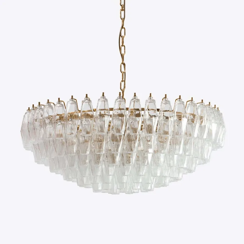 Aurora Kronleuchter aus transparentem Murano-Glas Vintage Polyeder