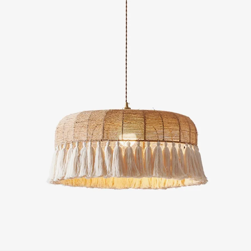 Boho Hängelampe aus handgewebtem Jute