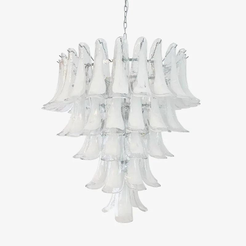 Aurora Kronleuchter Blütenblatt aus transparentem Murano-Glas Vintage