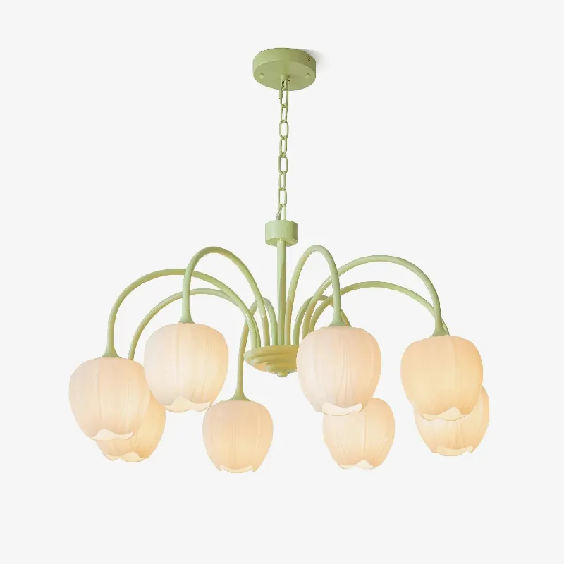 Lustra Kronleuchter Tulpe aus Matcha-Glas