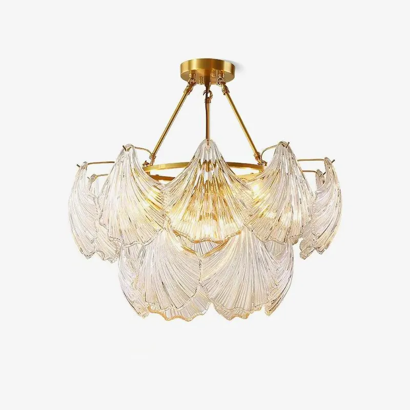Lustra Deckenleuchte gewelltes Glas in Gold