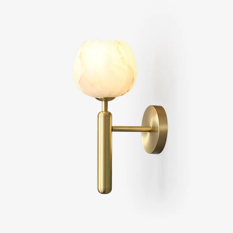 Eurzorion florale Wandleuchte aus Alabaster und Messing