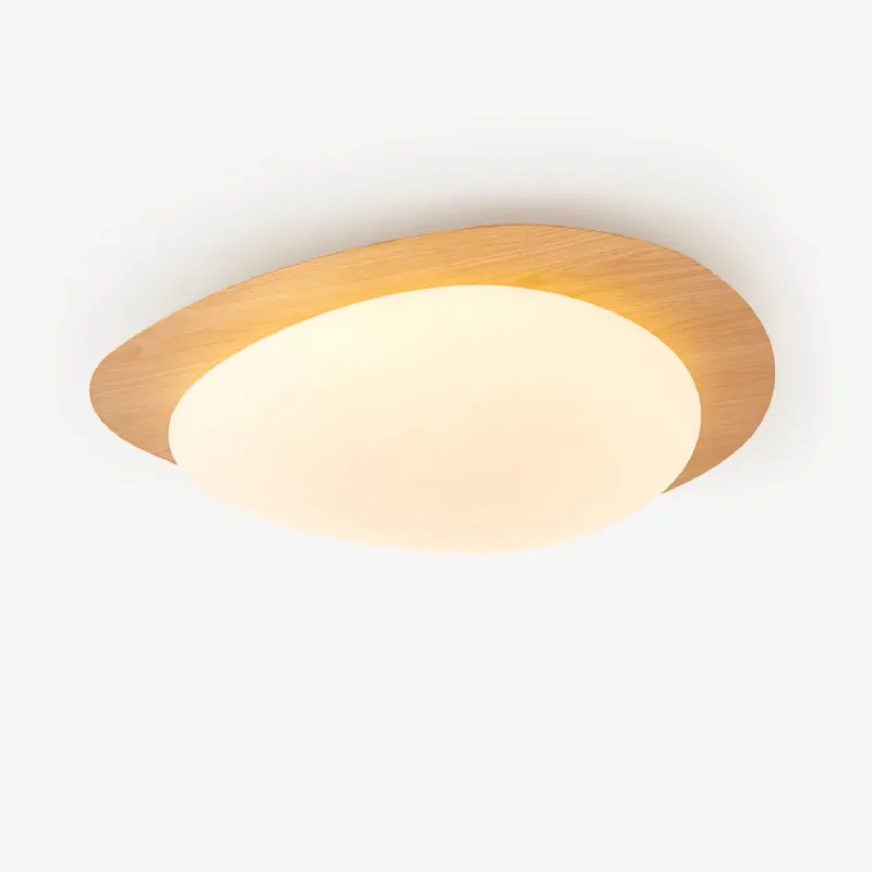 Solara Deckenleuchte Kieselstein aus Nussbaum mit LED-Acryl