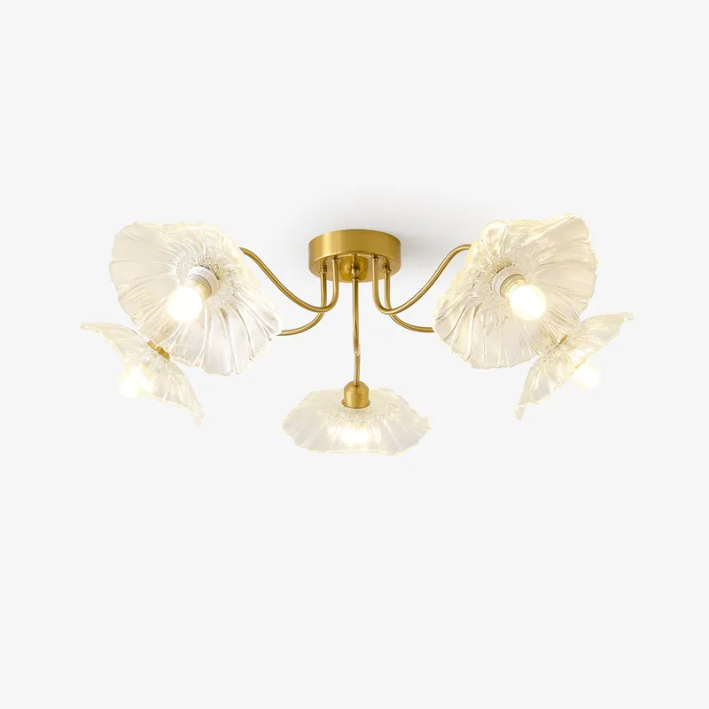 Solara Deckenleuchte aus Glasblatt mit elegantem Messing