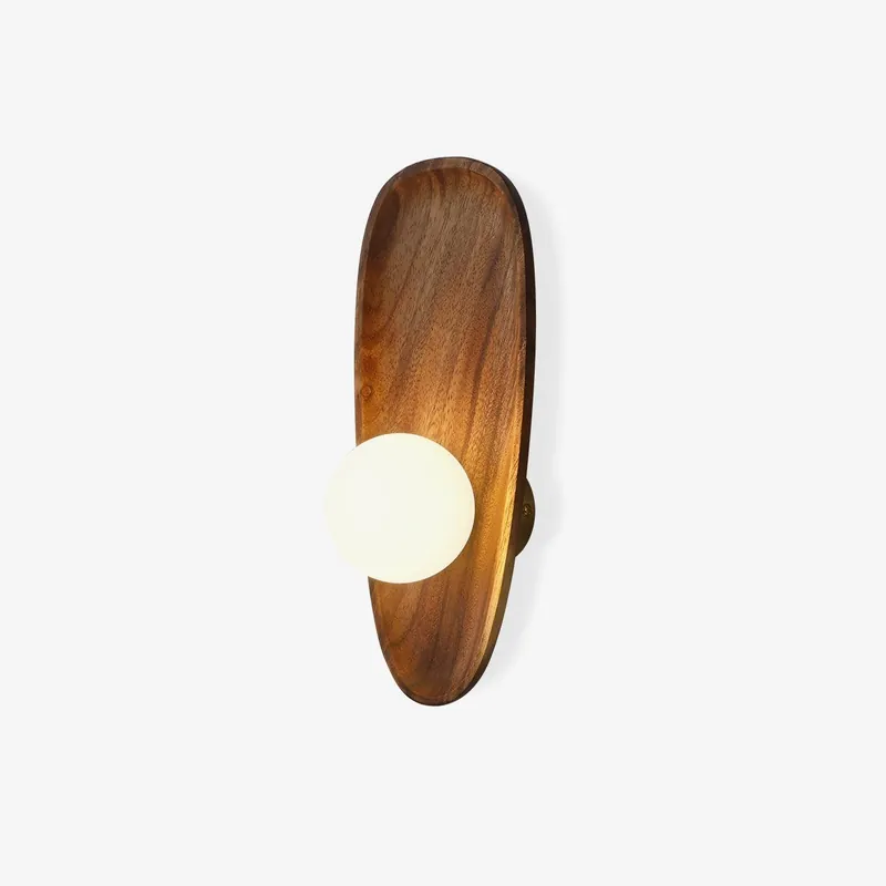Keith Moderne Minimalistische Wandlampe aus Holz und Glas