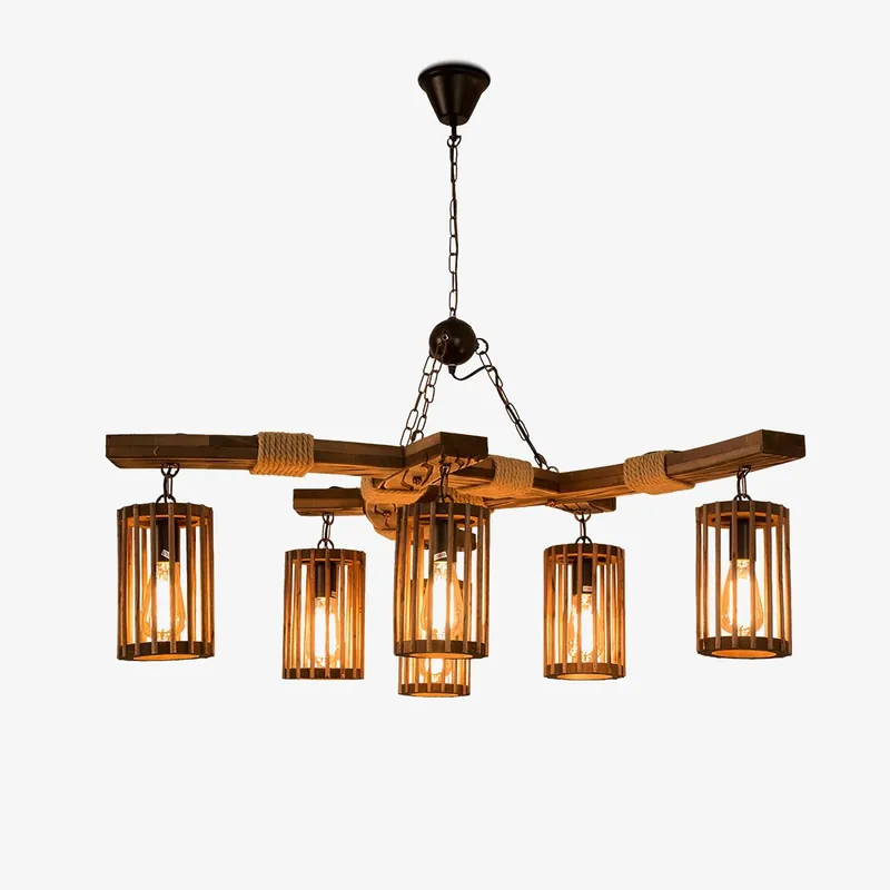 Lustra Retro Lüster aus massivem Holz industriell