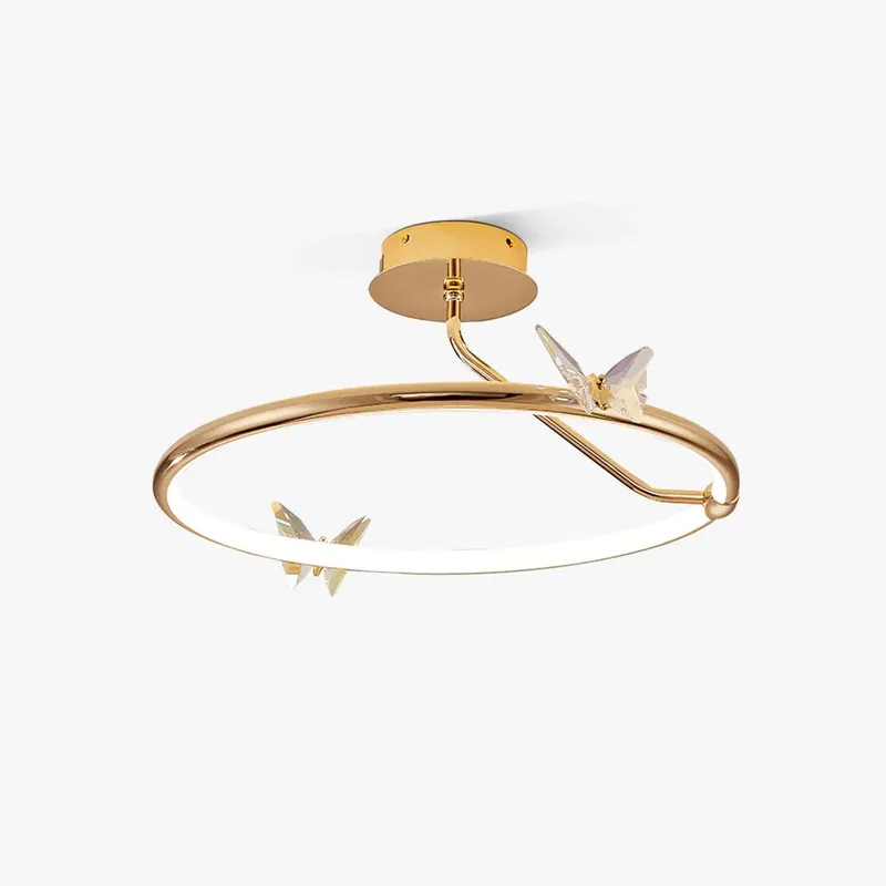 Solara Deckenleuchte Schmetterling mit Kristallakzenten und LED-Ring