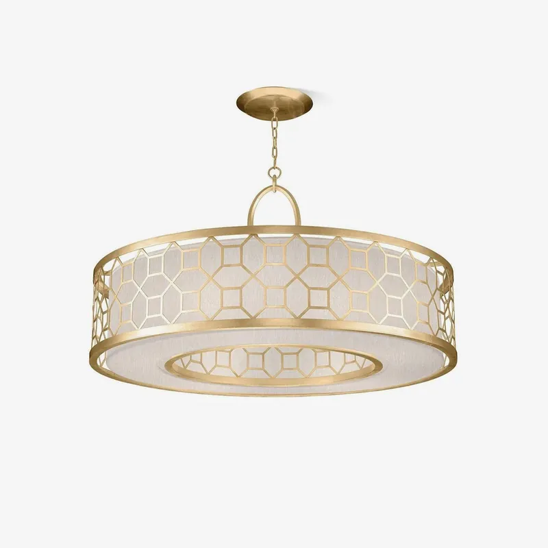 Arshaor Elegante runde Pendelleuchte aus Kupfer und Glas