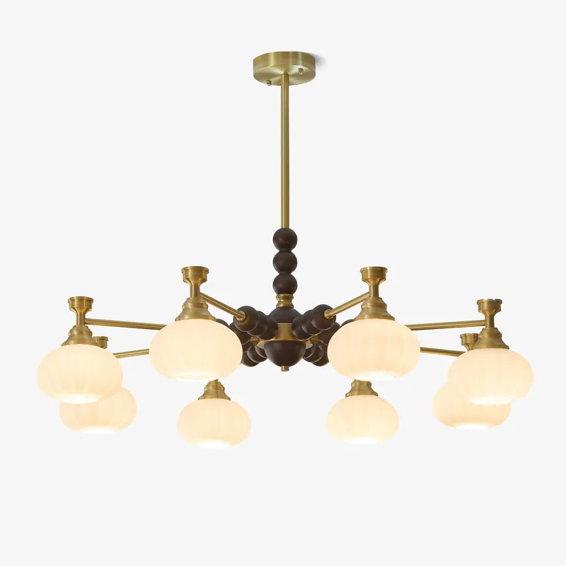 Avdorira Eleganter Vintage-Kronleuchter aus Messing und Holz