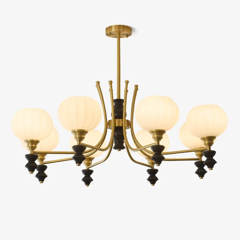 Zavenen Eleganter Vintage-Kronleuchter aus Messing und Holz
