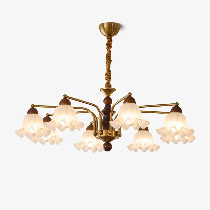 Lylaeen Eleganter Vintage-Glas- und Holz-Lüster