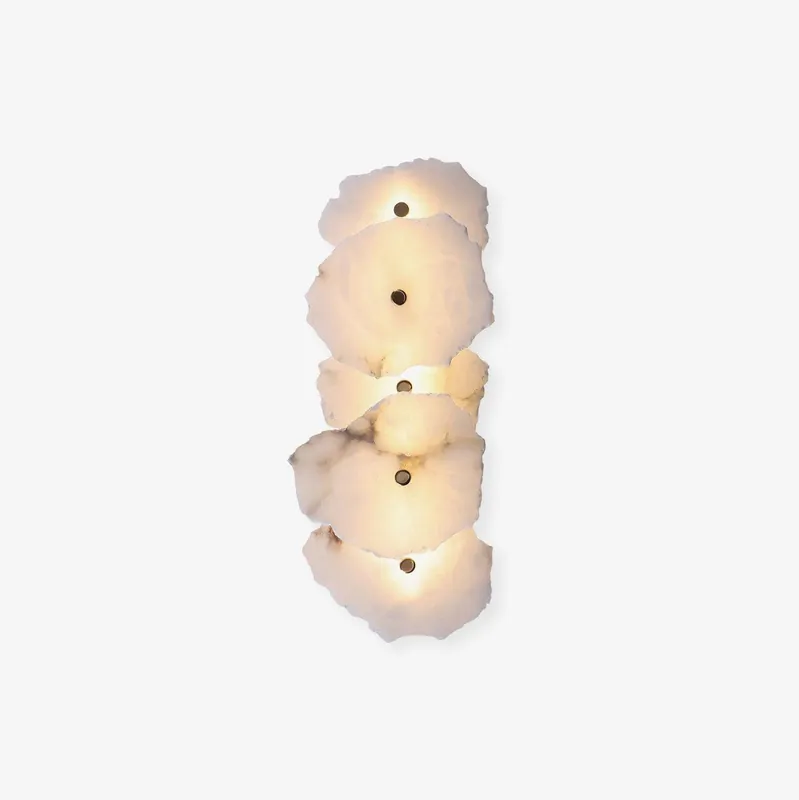 Alaeila Wandlampe aus Alabaster mit floralem Zweig