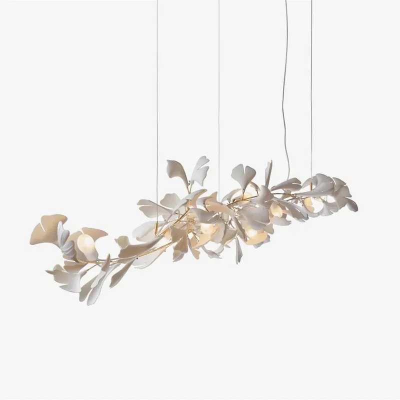 Olivia Keramikleuchter in Form eines Zweigs mit Ginkgo-Blatt