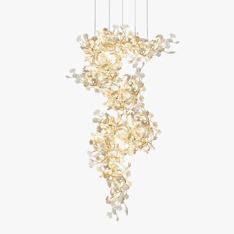 Olivia Keramische Ginkgo-Blüten-Luster mit Messing