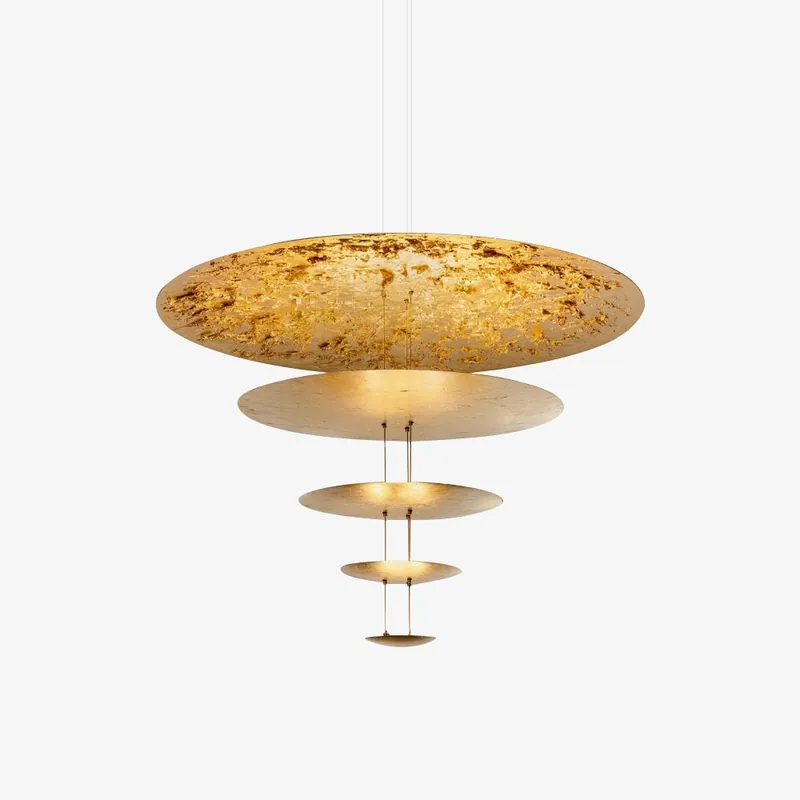 Zathaara Pendelleuchte Goldene Blätter Geschichtet