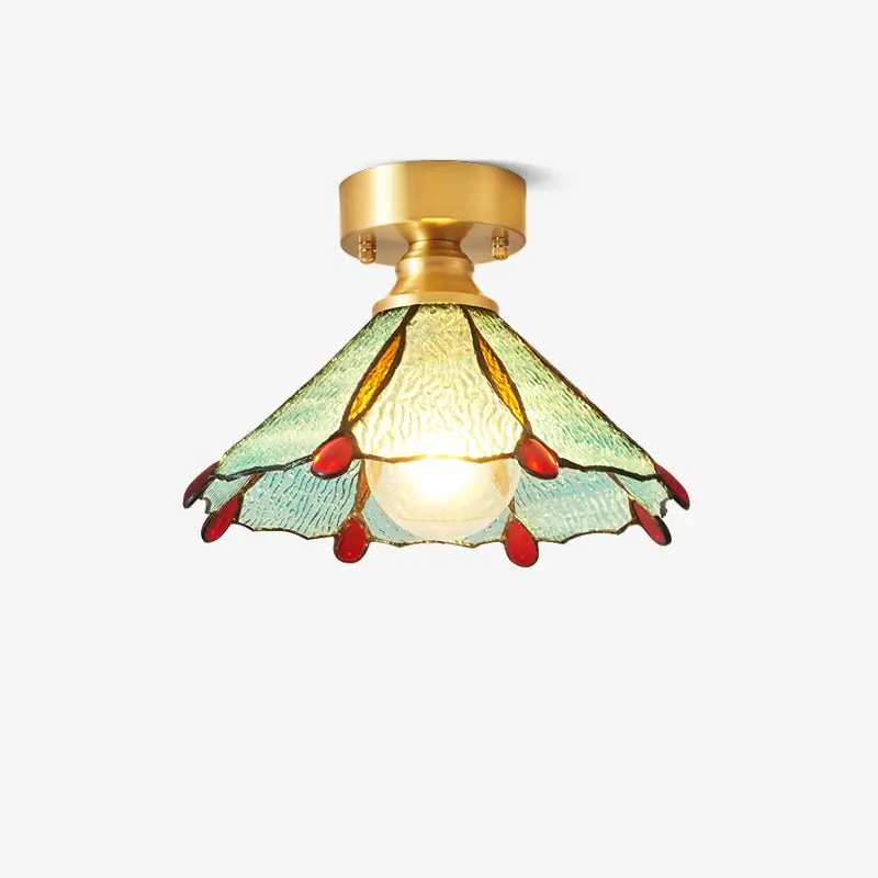 Solara Deckenleuchte Vintage Floral aus Buntglas