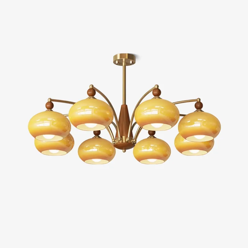 Lustra Retro Pendelleuchte Gelb und Messing