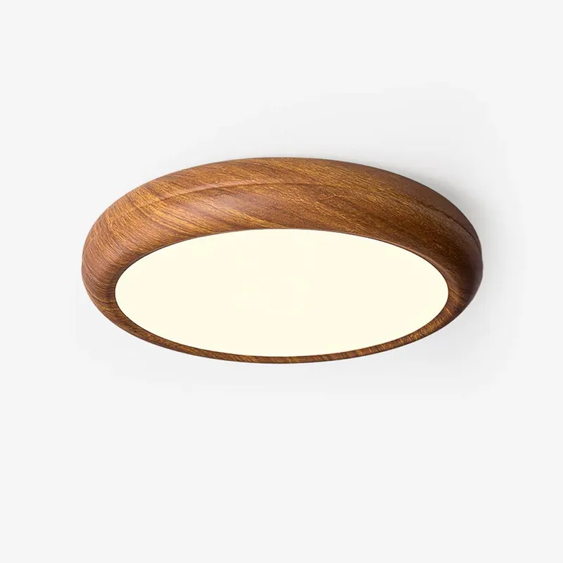 Solara runder Deckenleuchte aus Acryl mit Holzoptik