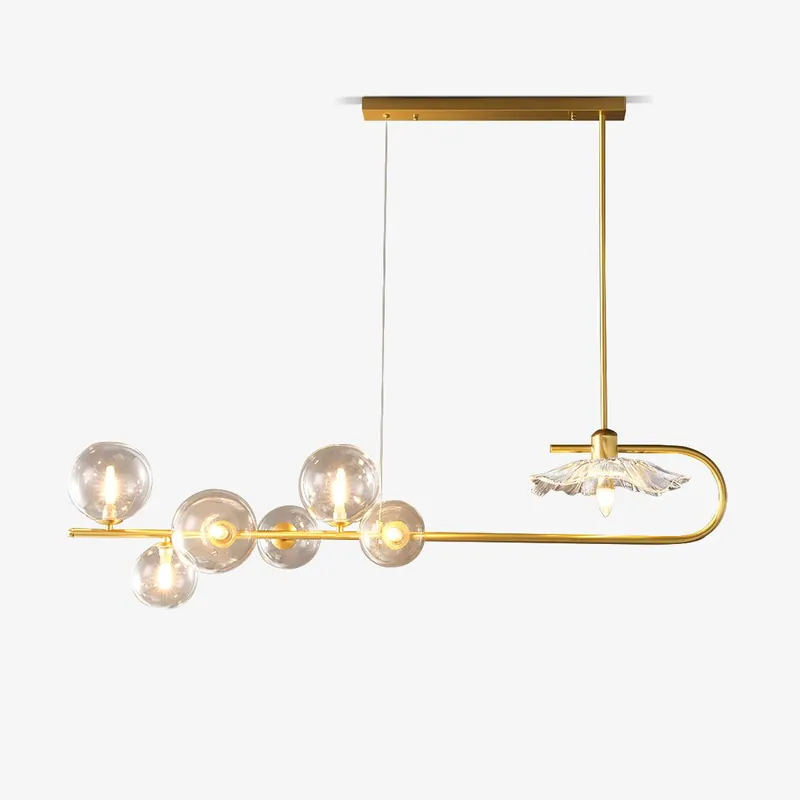 Lustra Pendelleuchte aus goldenem Glas und Messing