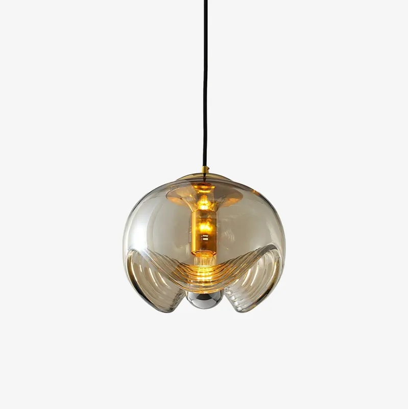 Solara Hängelampe aus Glas Welle Mid-Century Vintage