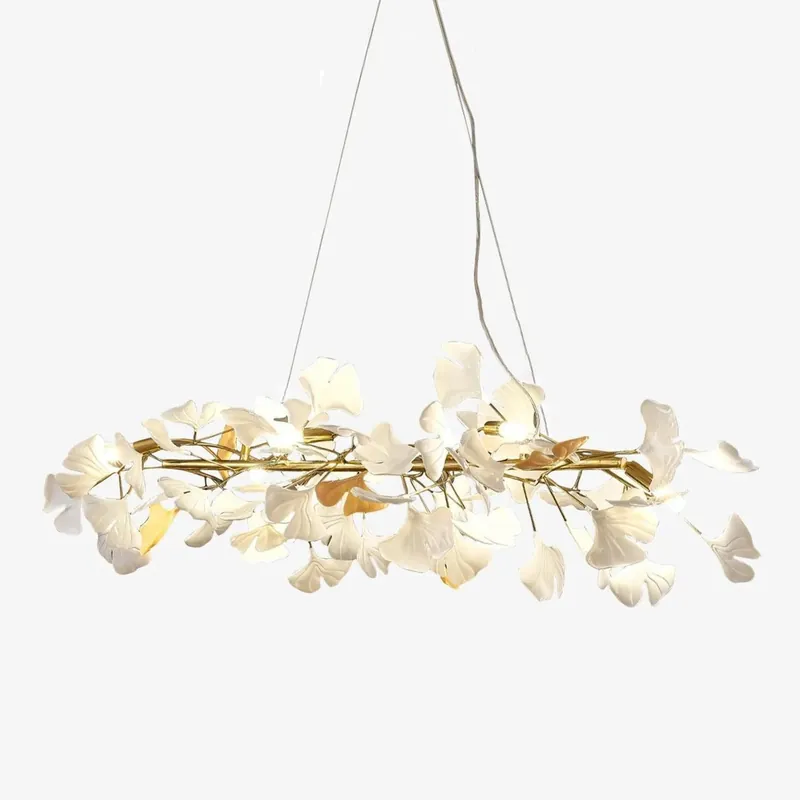 Olivia Minimalistischer linearer Kronleuchter aus Keramik Ginkgo