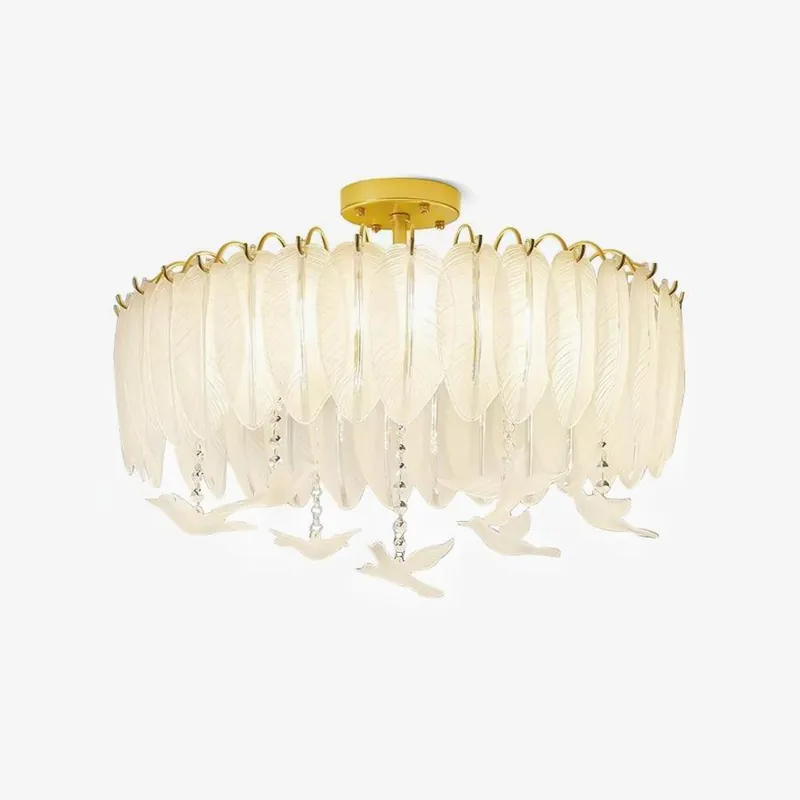 Solara Deckenleuchte aus Glas Feder Vogel Elegant