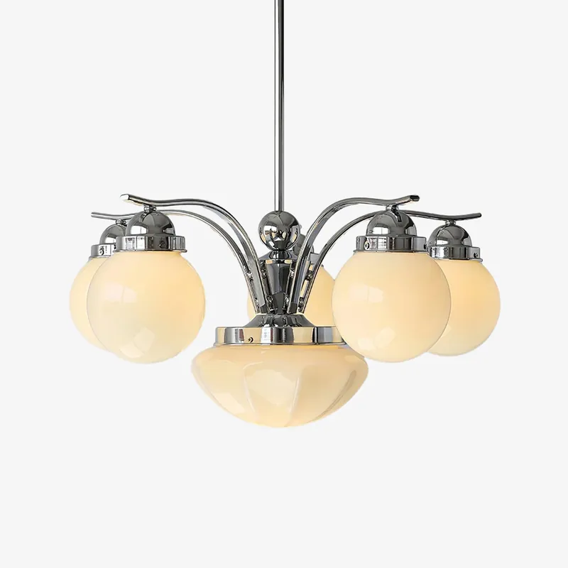 Lustra Retro-Chic Kronleuchter aus weißem Glas
