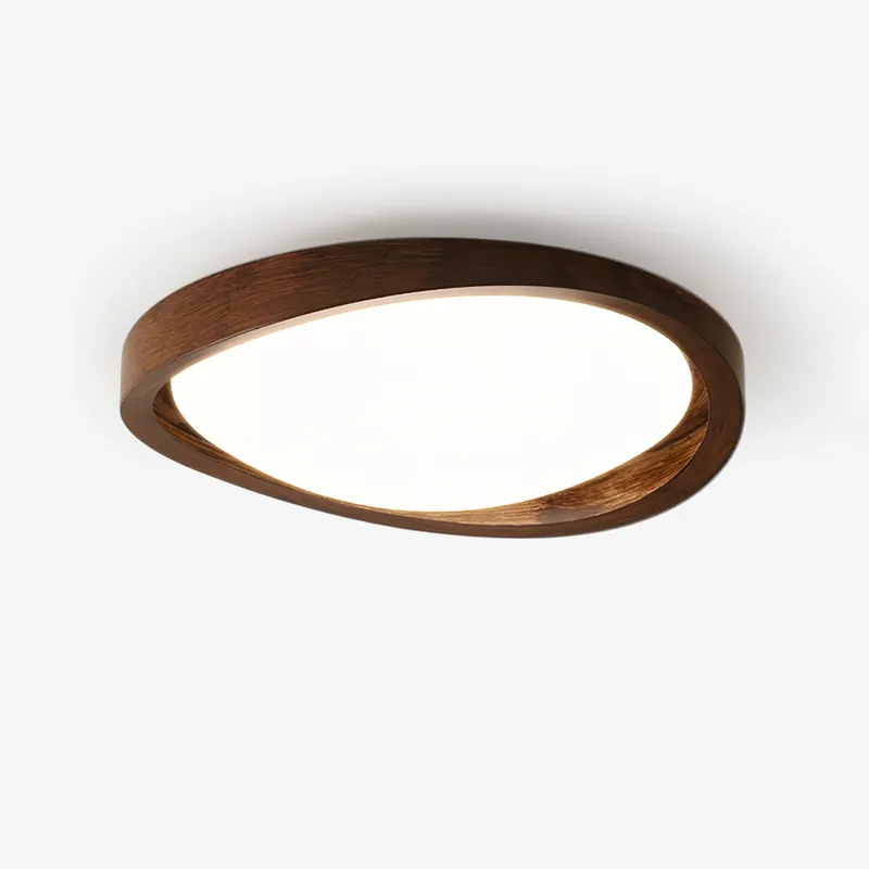 Solara Deckenleuchte aus Nussbaum mit gewölbten Kanten oval nordisch