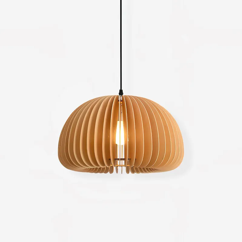 Nordische Kürbis-Dome-Holz-Hängelampe Solara